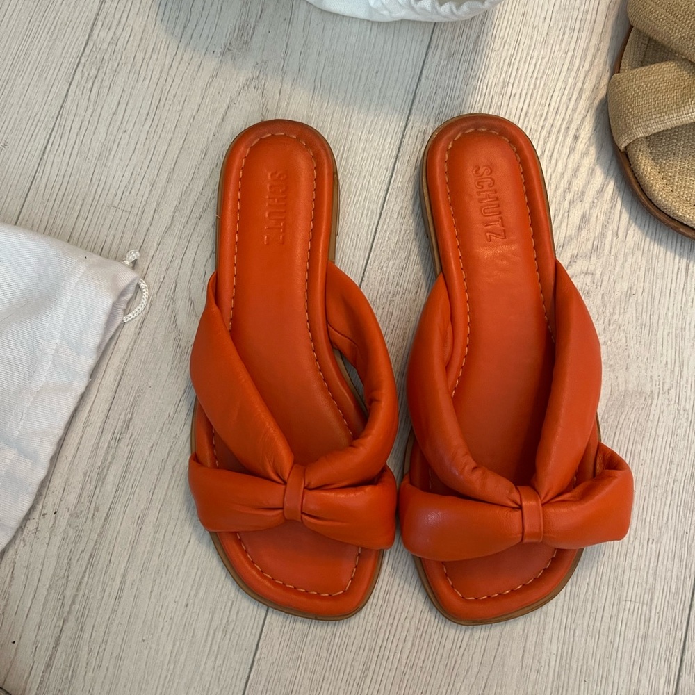 SCHUTZ Orange Sandals Soft Leather